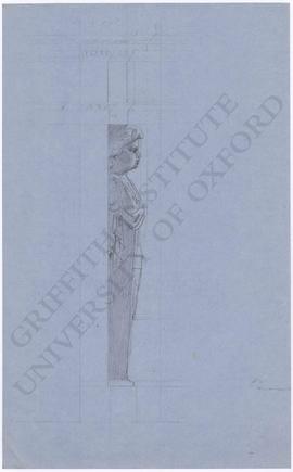 Fireplace design; profile view of child caryatid, with measurements