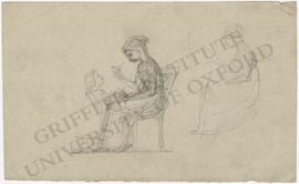 Seated woman with standing little girl