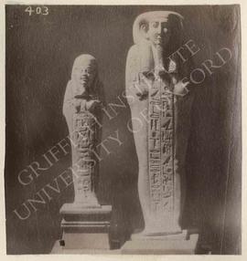 [Left] Ushabti, not identified, now in Bologna, Museo Civico Archeologico; [right] Ushabti of Har...