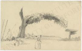 Large bending tree with four figures
