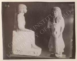 [Left] Seated statue of Mersu, 1st half of Dyn. XVIII, provenance not known, now in Turin, Museo ...