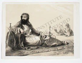 Egypt, desert campsite, memorial portrait of George Lloyd by É. Prisse d'Avennes