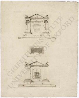 Lithograph of memorial design (front, plan and back) to Alexander MacKenzie Fraser Esq.