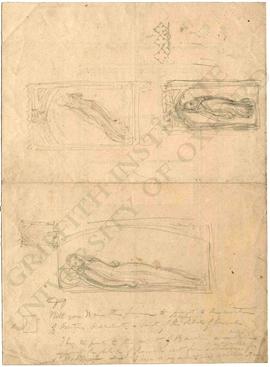 Sketches of funerary memorials with female figures