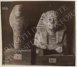 [Left] Ushabti of Ramesses VI, calcite, provenance not known, now in Turin, Museo Egizio; [right]...