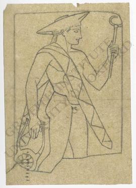 Hermes with caduceus, broad-brimmed hat (petasos) and lyre