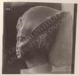 Head of probably Apries, formerly attributed to Haremhab(?), black basalt, provenance not known, ...