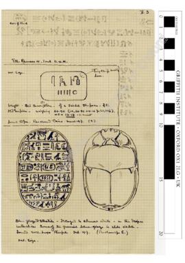 Weight of Shepses and a scarab of Amenophis III: notes with drawings