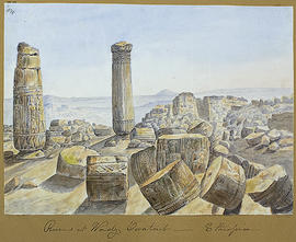 George A. Hoskins Watercolour - Musauwarat el-Sofra