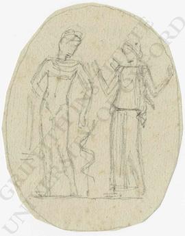 Tondo design of Hermes and Artemis