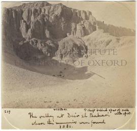 [219] The valley at Deir el Bahari where the mummies were found 1881.