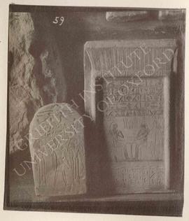 [Left] Stela of Rensoneb and his wife Ikeshi, Dyn. XIII or 2nd Int. Period, provenance not known,...