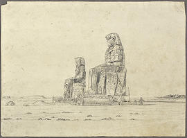 George A. Hoskins Drawing - Thebes. West Bank. 'Colossi of Memnon'