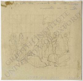 Raising of Lazarus in grid, copy of Giotto's fresco in the Cappella degli Scrovegni nell'Arena (P...