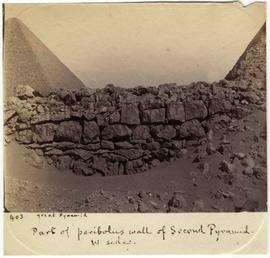 [403] Part of peribolus wall of Second Pyramid. W side.