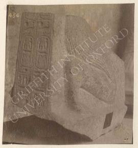 Lower part of the kneeling statue of Ramesses II with a shrine, granite, found in Rome, Iseum, no...