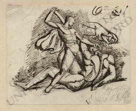 Warrior slaying a male nude, with studies of hands