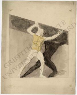 Lunging male nude (probably design for pediment)