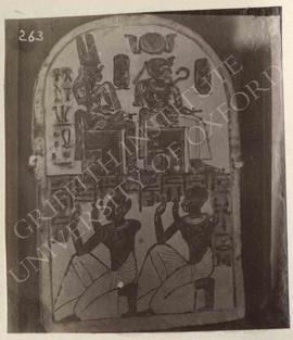 Stela of Amenemopet and his son Amennakht before Amenophis I and Ahmosi Nefertere, from Deir el-M...