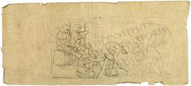 Two Egyptians overseeing four slaves at work, with man on left (probably Eratosthenes)