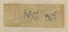 Two sketches of scene depicting the pharaoh offering to seated deities