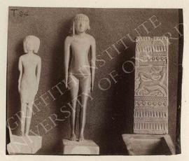 [Left] Statuette, not identified, now in Turin, Museo Egizio; [middle] statuette of Nefertmau, wo...