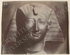 Royal head, probably Tuthmosis III, black granite, Dyn. XVIII, provenance not known, now in Bolog...