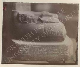Lower part of a scribe-statue of Minnakht, diorite, temp. Tuthmosis III, probably from Qift, now ...