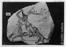 Thebes. Valley of the Kings. Carnarvon excavations: photograph  lion-hunt ostracon