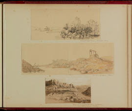 Coptic ruins near Kalabshuh; Temple of Gertasseh; ruins of town near Maharrakeh