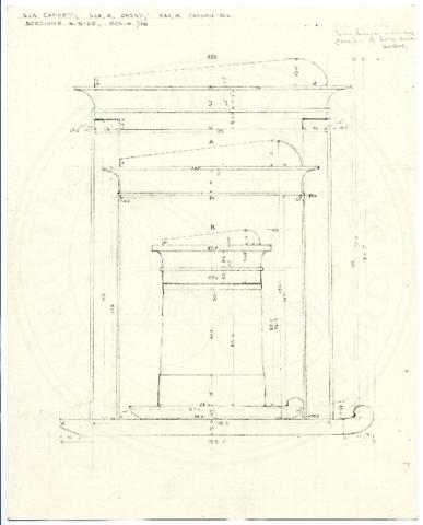 Howard Carter's plan and drawing of Tutankhamun's canopic shrine.