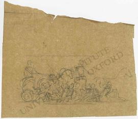 Frieze design with chariots and kneeling men