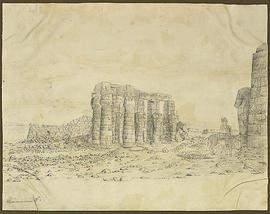 George A. Hoskins Drawing - Thebes. West Bank. Ramesseum