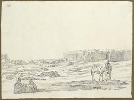 George A. Hoskins Drawing - Thebes. West Bank. Qurna Temple