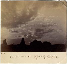 [202] Sunset over the pylons of Karnak.