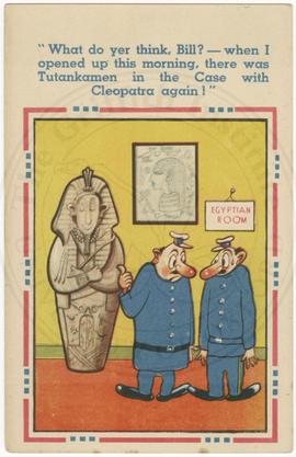 Tutankhamun - secondary material: "Tutankamen in the Case with Cleopatra again!" postca...