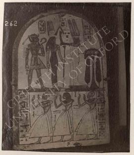 Stela of Parahotep with Amun-Re, Mertesger, and Amenophis I at the top, from Deir el-Medina, now ...