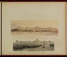 Mountains above Thebes; mountains above Moramballa Marsh