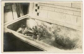 Tutankhamun's outer coffin inside the sarcophagus