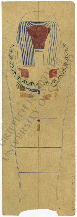 Egyptian coffin, not identified, unfinished painted tracing