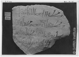 Thebes. Valley of the Kings. Carnarvon excavations: photograph  lion-hunt ostracon, verso