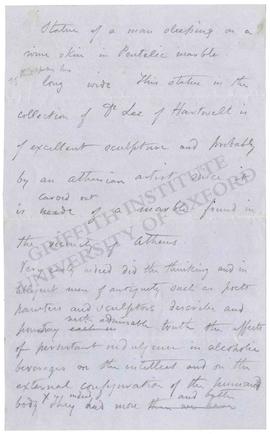 Note on a marble statue in the collection of Dr Lee of Hartwell and on the artistic representatio...