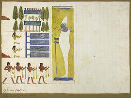George A. Hoskins Watercolour - Thebes, West Bank. Tomb TT 100