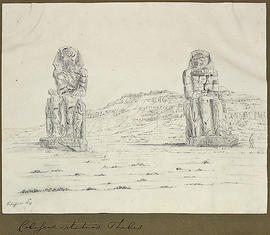 George A. Hoskins Drawing - Thebes. West Bank. Colossi of Memnon