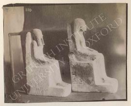 [Left] Seated statue of Suemnub (woman), Dyn. XVIII, provenance not known, now in Turin, Museo Eg...