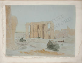 Thebes, Ramesseum, Second Court, Osiride Pillars and fallen Colossi