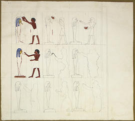 George A. Hoskins Drawing and Watercolour - Thebes, West Bank. Tomb TT 343