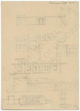 Elevations and plans of different Egyptian buildings